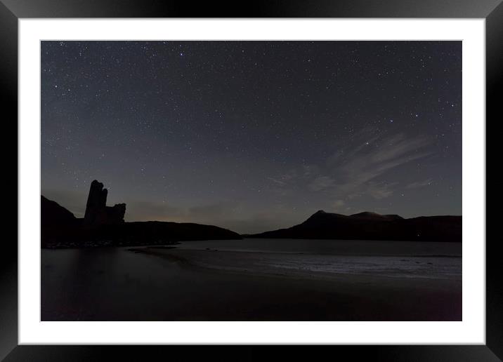 Ardvreck Castle and Quinag at Night Framed Mounted Print by Derek Beattie