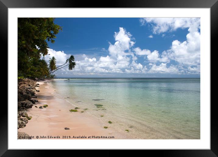 Deserted beach, Tobago Framed Mounted Print by John Edwards