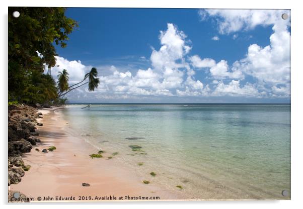 Deserted beach, Tobago Acrylic by John Edwards