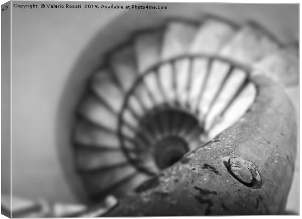 Old spiral staircase in black and white Canvas Print by Valerio Rosati