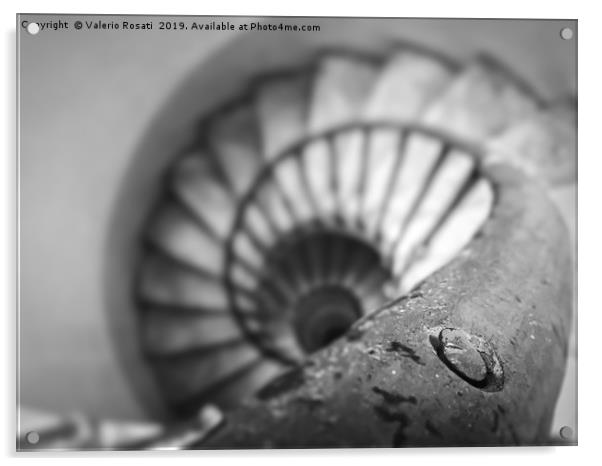 Old spiral staircase in black and white Acrylic by Valerio Rosati