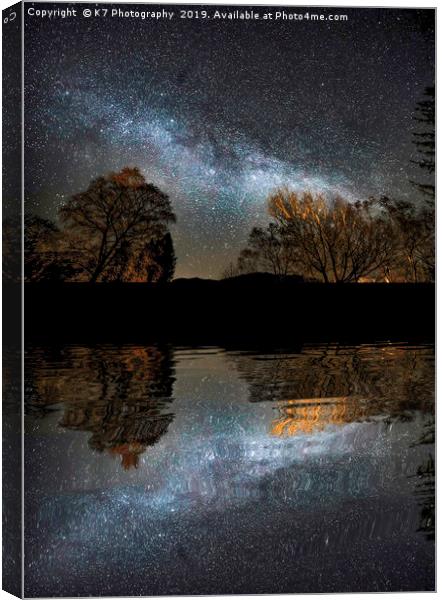 The Milky Way from Waterhead Pier, Coniston Water Canvas Print by K7 Photography