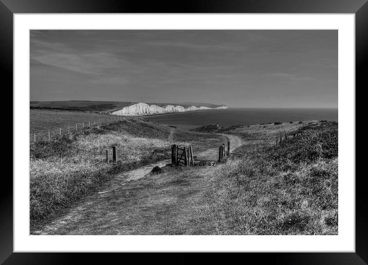 Seven Sisters Walk in Monochrome Framed Mounted Print by Diana Mower
