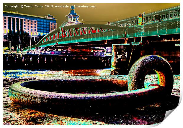 Swing Bridge Mooring - Solarised Print by Trevor Camp