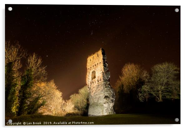 Bramber Castle Acrylic by Len Brook
