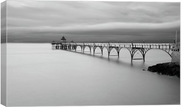 Clevedon Pier black and white Canvas Print by David Neighbour