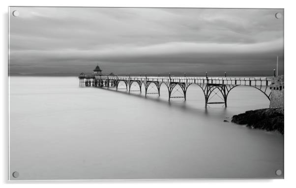 Clevedon Pier black and white Acrylic by David Neighbour
