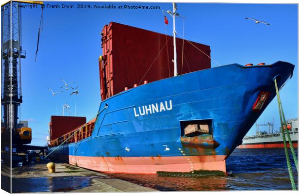 MV Luhnau alongside in Birkenhead Docks Canvas Print by Frank Irwin