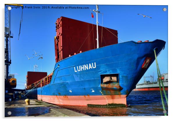 MV Luhnau alongside in Birkenhead Docks Acrylic by Frank Irwin