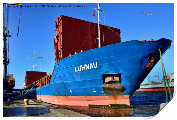 MV Luhnau alongside in Birkenhead Docks Print by Frank Irwin