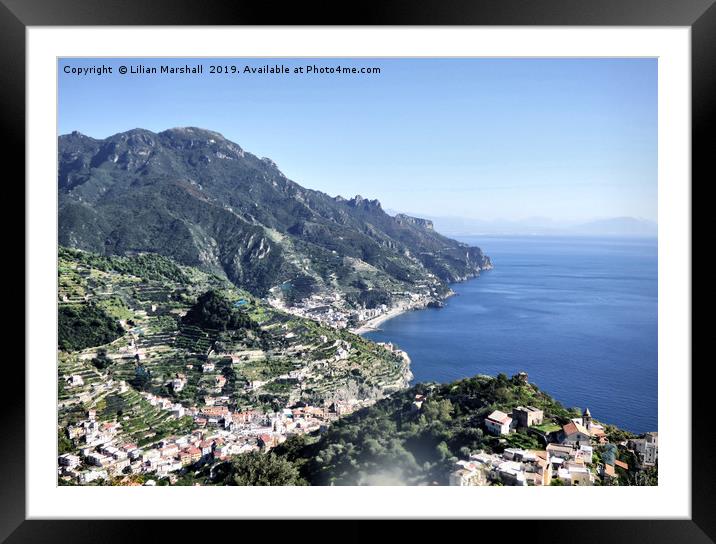 The rugged Amalfi coastline.  Framed Mounted Print by Lilian Marshall