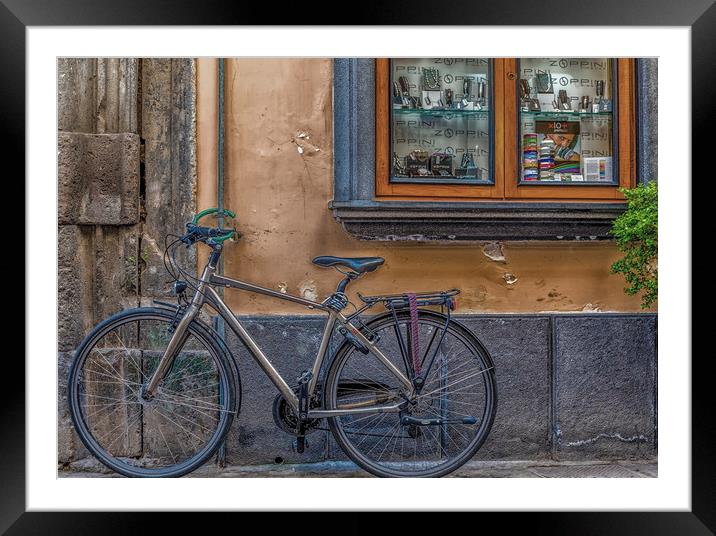 Bicycle in Sorrento Framed Mounted Print by Darryl Brooks