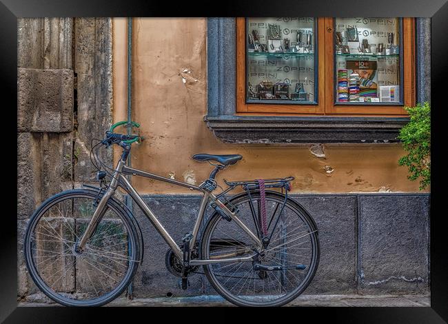 Bicycle in Sorrento Framed Print by Darryl Brooks