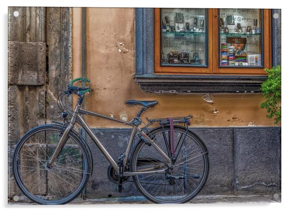 Bicycle in Sorrento Acrylic by Darryl Brooks