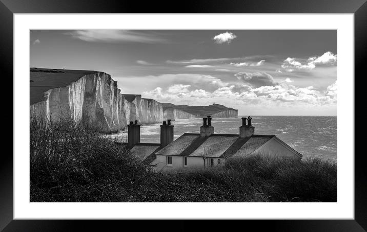 Coastguard Cottages and the Seven Sisters at Cuckm Framed Mounted Print by Nick Rowland