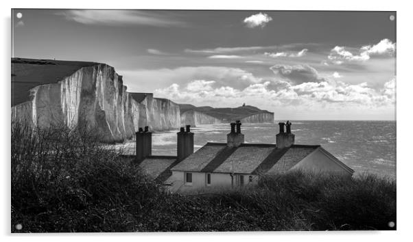 Coastguard Cottages and the Seven Sisters at Cuckm Acrylic by Nick Rowland