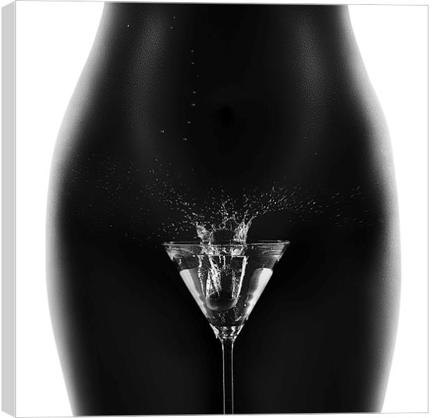 Nude woman with martini splash Canvas Print by Johan Swanepoel