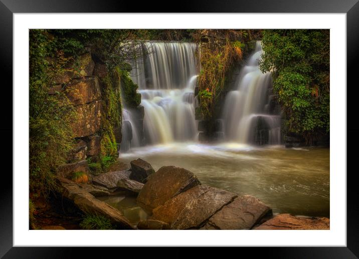 The waterfall at Penllergare Framed Mounted Print by Leighton Collins