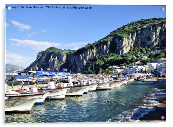 Isle of Capri Harbour.  Acrylic by Lilian Marshall