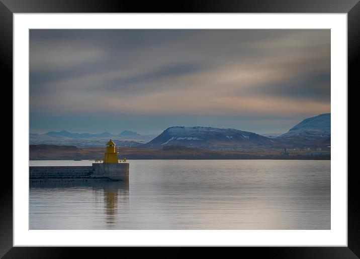 Light house at harbour wall Framed Mounted Print by sean clifford
