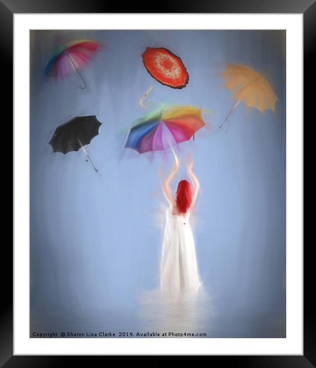 Umbrellas Away Framed Mounted Print by Sharon Lisa Clarke