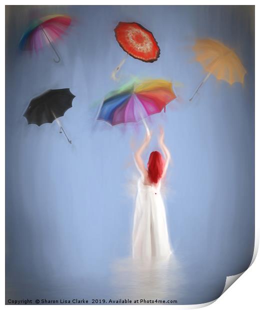 Umbrellas Away Print by Sharon Lisa Clarke