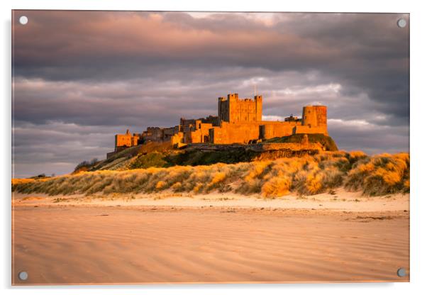 Bamburgh Castle in the sunset  Acrylic by Naylor's Photography