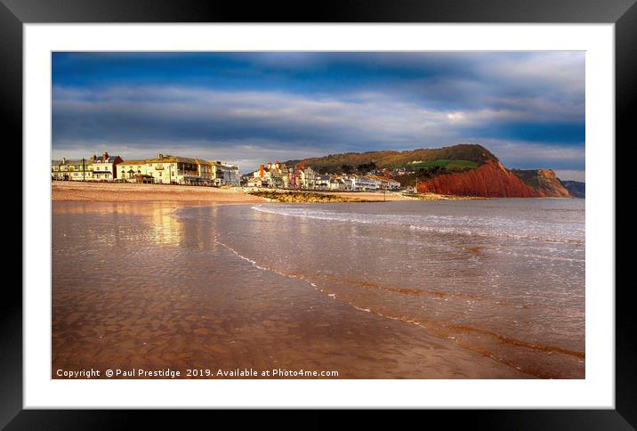 Sidmouth from the Beach  in the Early Morning Framed Mounted Print by Paul F Prestidge