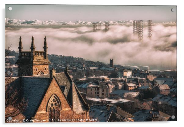 Dundee City Coastal Fog Acrylic by Craig Doogan