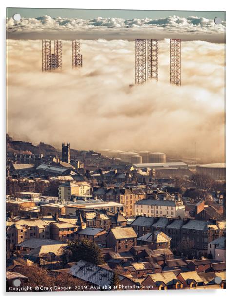 Dundee City Coastal Fog Acrylic by Craig Doogan