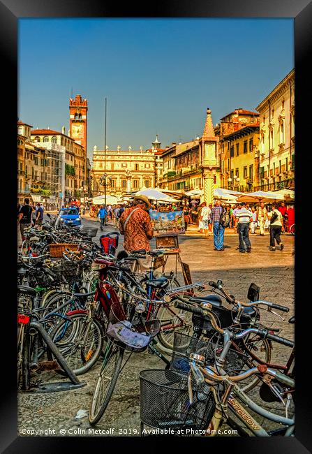 Piazza Delle Erbe Framed Print by Colin Metcalf
