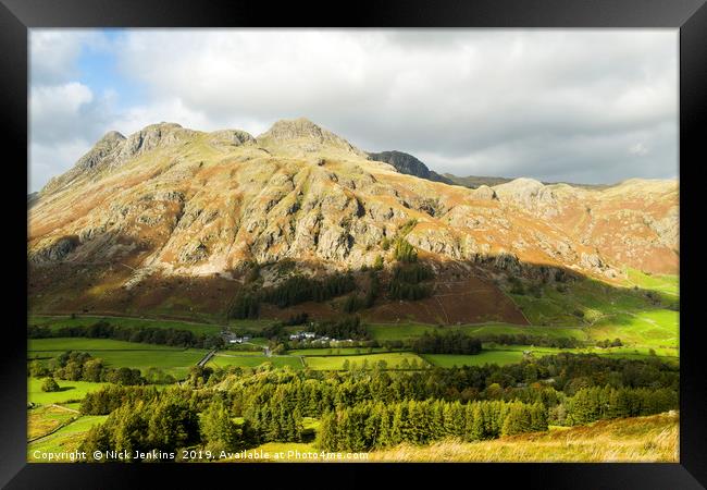 The Langdale Pikes from Langdale Pass  Framed Print by Nick Jenkins