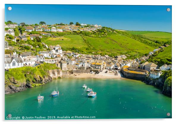 Port Isaac, North Cornwall Acrylic by Justin Foulkes