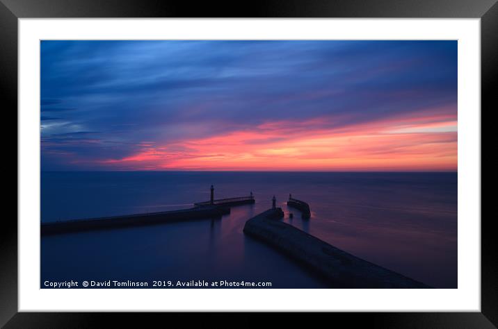 Sunset at  Whitby Harbour - North Yorkshire  Framed Mounted Print by David Tomlinson