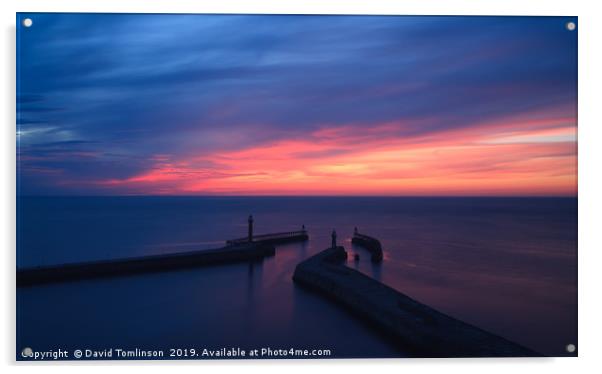 Sunset at  Whitby Harbour - North Yorkshire  Acrylic by David Tomlinson