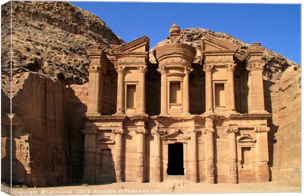 The "Monastery" in Petra, Jordan Canvas Print by Lensw0rld 