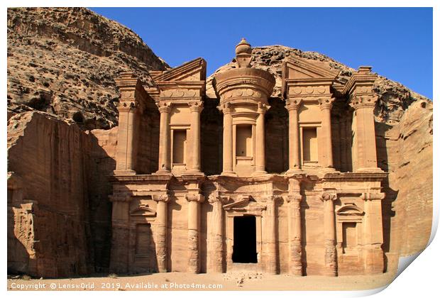 The "Monastery" in Petra, Jordan Print by Lensw0rld 