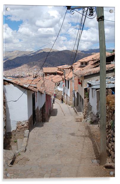 Cuzco Peru street Acrylic by Sarah Waddams