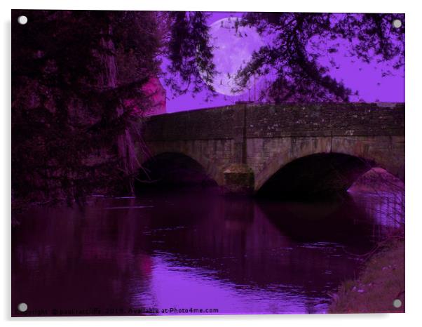 digital art of eardisland bridge Acrylic by paul ratcliffe