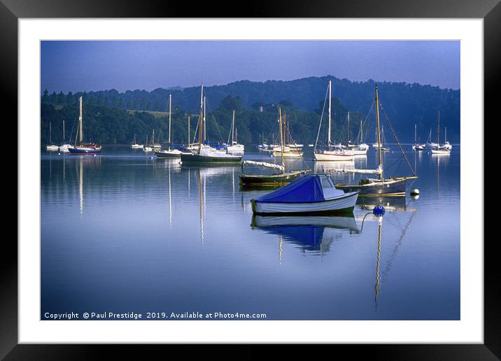 Moored Boats on the River Dart Framed Mounted Print by Paul F Prestidge