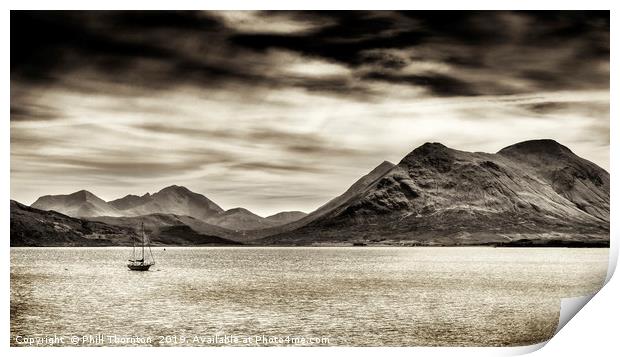 Stormy skies over the The Sound of Raasay Print by Phill Thornton