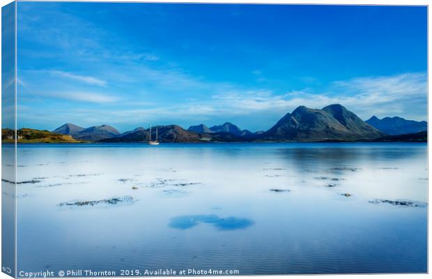 A very still Sound of Raasay and the mountains of  Canvas Print by Phill Thornton