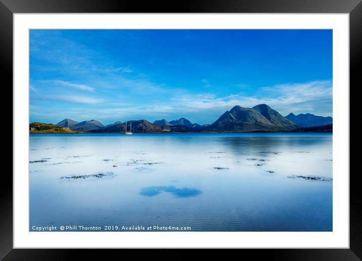 A very still Sound of Raasay and the mountains of  Framed Mounted Print by Phill Thornton
