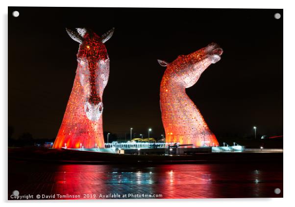 The Kelpies - Scotland  Acrylic by David Tomlinson