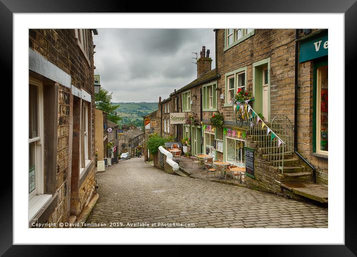 The Main Street -Haworth West Yorkshire Framed Mounted Print by David Tomlinson