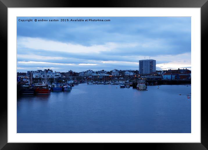 CALM HARBOUR Framed Mounted Print by andrew saxton