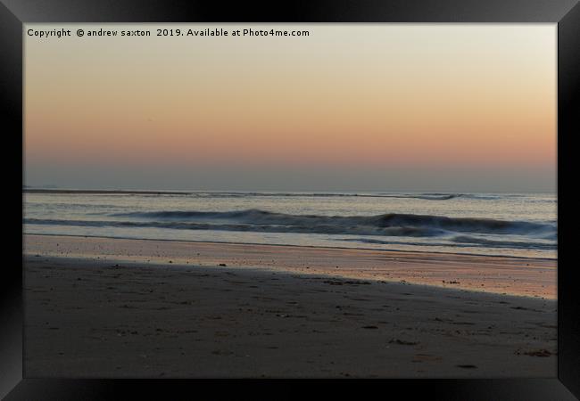 TIDAL SUNSET Framed Print by andrew saxton