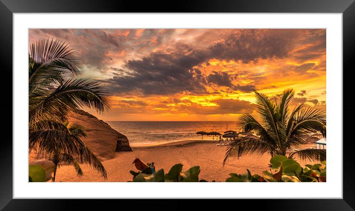 Flaming skies at Playa del Duque Framed Mounted Print by Naylor's Photography
