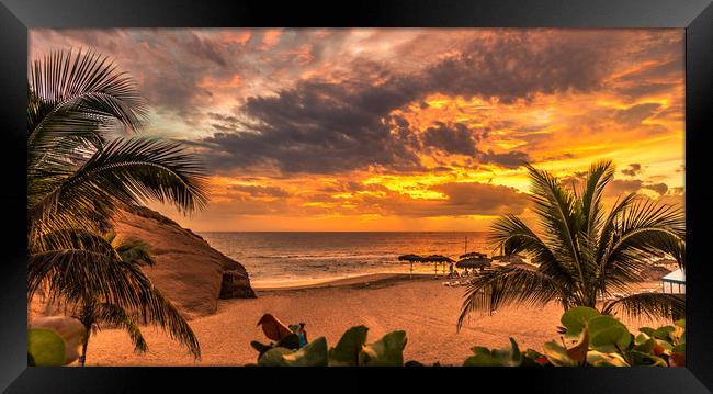 Flaming skies at Playa del Duque Framed Print by Naylor's Photography