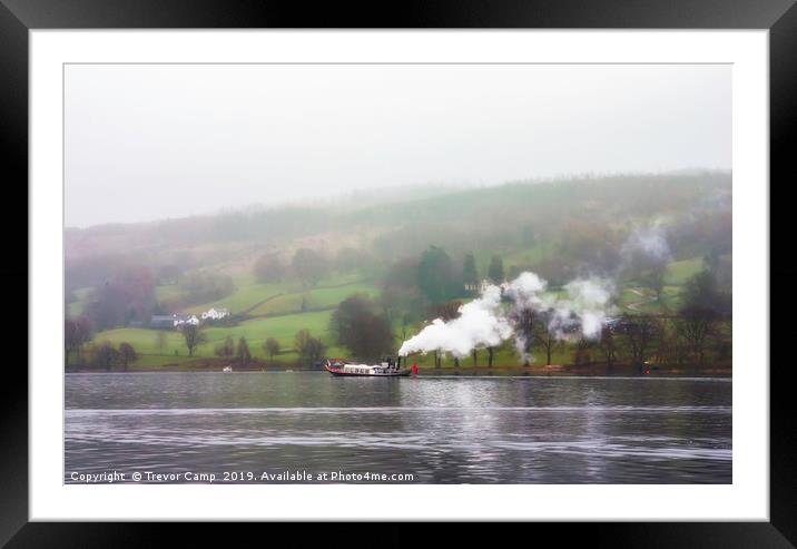 Coniston Steam Ferry - 01 Framed Mounted Print by Trevor Camp